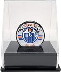 OnDisplay Deluxe UV-Protected Hockey Puck Display Case - Angle Black Base