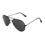 Shelleyo Kid's Aviator Sunglasses with UV400 Protection, Black Frame with Smoke Lenses, Model: SLMK0909C1