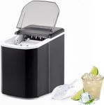 TUKAILAi Ice Maker Machine, 26lbs in 24Hrs Portable Countertop Ice Cube Maker with Self Cleaning, 9 Thick Bullet Ice Ready in Minutes, 1.5L Water Tank, Compact for Home Kitchen Office Party (Black)