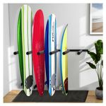 Surfboard Rack Vertical Surfboard Wall Mount - 6 Arms Paddle Board Rack with Rubber Mat, Surf Board Storage Rack for SUP, Surfboard, Paddle, Ski, Skateboards