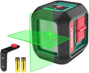 HYCHIKA Cross Line Laser Spirit Level, Self-Levelling Green Line Laser 15 m, Crossline Laser with Magnetic Holder 2 x AA Batteries for Picture Hanging and DIY Application