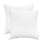 CaliTime Pack of 2 Cozy Throw Pillow Covers Cases for Couch Sofa Home Decoration Solid Dyed Soft Chenille 18 X 18 Inches True White