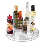 iDesign 2 Tier Lazy Susan Turntable Organiser, Large Rotating Spice Rack for Food Storage, made of BPA-free plastic, transparent