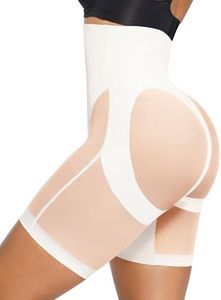 SHAPELLX Plus Size Shapewear for Women Tummy Control Butt Lifting Shorts Faja Body Shaper Waist Trainer Panties White