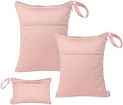 ALVABABY 3pcs Baby Cloth Diaper Wet/Dry Bags|Waterproof Reusable with Two Pockets|Travel, Beach, Pool, Daycare, Soiled Baby Items,Yoga，Gym Bag for Swimsuits or Wet Clothes (3 pcs in SML, Pink) 3L-B19