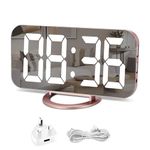 U-picks LED Digital Alarm Clock Mirror Alarm Clock, Large 6.5" LED Display with Light Sensing Dimming Mode, Adjustable Brightness, 2 USB Charging Ports Button Snooze Function for Bedroom Living Room