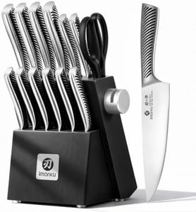 Imarku 14-Piece Japanese Gyutou Stainless Steel Knife Set with Block
