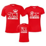 Hangout Hub HH59 Men's Women's & Boy's Round Neck T-Shirt I am Dad Mother Child Make/Break The Rule (Red;Men XXL(44);Women XL(40) ;Boys 0-2 Yrs) Pack of 3 Family T-Shirts