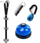 Kelivi Dog Bell for Puppy Potty Training, 4 Pack Dog Bells Toilet Training, Adjustable Length Dog Doorbell with Dog Training Clicker & Dog Whistle-Dog Training Bell Puppy and Cat Communication Device