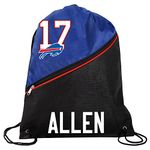 FOCO - NFL High End Diagonal Zippered Drawstring Backpack Gym Bag, Josh Allen - Buffalo Bills, 18.75" x 14", Backpack