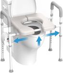 Raised Toilet Seat with Handles, Width Adjustable Toilet Seat Risers for Seniors, Heavy Duty Handicap Toilet Seat Riser, Fit Any Toilet