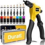 Duratl Rivet Nut Tool Kit, 8-Inch Hand Rivnut Tool for Tight Spaces, Nutsert Tool Kit with 96pcs Rivnuts, 8 Metric & SAE Mandrels (M3-M6, 6-32, 8-32, 10-24, 1/4-20), Durable Carrying Case Included