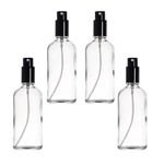 YIZHAO 100ml Clear Glass Spray Bottle for Essential Oils, Small Empty Fine Mist Spray Bottle, for Cleaning, Aromatherapy, Cosmetic Sprays, Hair –4 Pcs