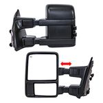 Paragon Telescopic Towing Mirrors 1999-2007 Ford F250/F350/F450 - Powered, Heated, Smoke Turn Signals - Black Pair Set