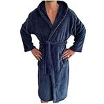 HOMELEVEL Mens/Womens Dressing Gown - Microfibre Bath Robe with Hood for Men or Women - Ultra Soft Lightweight Hooded Bathrobe for Adults - M, L, XL