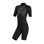 Mens Wetsuit Women Adult Shorty 2MM Neoprene Wet Suit Diving Scuba Surfing Suits, One Piece Short Sleeve Thermal Wetsuits Back Zip Swimsuit for Snorkeling Kayaking Water Sports (S, 2MM Women Black)