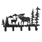 VIVICOMFY Metal Moose Coat Hooks Wall Art Decor-Moose Hangers and Key Holder-Clothes Hat Rack-Animal Theme Hooks Sweet Home Decor for Storage, Living Room, Hallway, Office (Black)