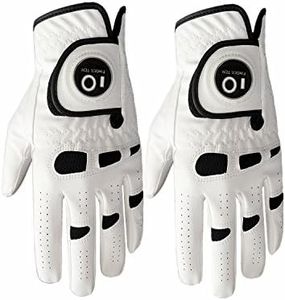 FINGER TEN Men’s Golf Glove Left Hand Right with Ball Marker Value 2 Pack, Weathersof Grip Soft Comfortable, Fit Size Small Medium ML Large XL (Large, Worn on Left Hand)