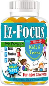 Ez Focus Gummies for Kids Brain Focus Support Chewable Focus Kids Vitamins Attention Supplement for Kids Children and Teens Kids Gummies for Focus Calming Natural Omegas DHA School Study Task