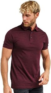 Merino Wool Polo Shirt Men - Anti-Odor 100% Merino Wool Shirts for Men Short Sleeve and Long Sleeve Breathable, Maroon Polo