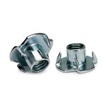 Rely®⇒VP INDUSTRIES (Pcs-25) M8x12 Tee Nut Mild Steel Zinc Plated | Four Claws Furniture Nut, Wood T-Nut