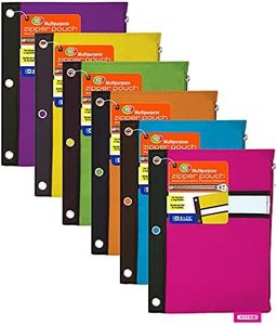 BAZIC Pencil Pouch 3 Ring Binder Pouch w/Rivet Enforced Rings Holes, Zipper Pouches Bag, Assorted Color, 6-Pack