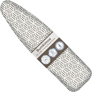 Bumkimue Ironing Board Cover and Pad, Standard Size 15x54 Inches, Blue Floral Pattern, Heavy Duty Padded, Elastic Edge, Scorch Resistant (Black and White Stripes)
