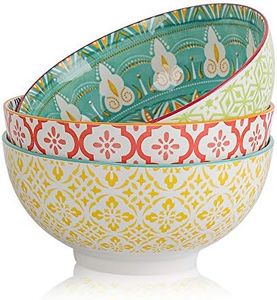 Porcelain Large Serving Bowls - Salad Soup Noodle Ramen Bowls - Big Cereal Pasta Bowl Set - 3 Pack Large Capacity Ceramic Bowl sets -Microwave & Dishwasher Safe - 8inch（57oz)