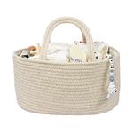 Baby Diaper Caddy Organizer for Girl Boy Cotton Rope Nursery Storage Bin Basket Portable Holder Tote Bag for Changing Table Car Travel Baby Shower Gifts Newborn Registry Must Have Items oatmeal