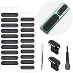 Phone Speaker Dustproof Stickers Protector, Mesh Speaker Anti Dust Adhesive Cover, Included Anti Dust Plug, Phone Port Cleaning Brush and Tweezer Compatible with iPhone 13, 12 Pro Max, 11 (Black)