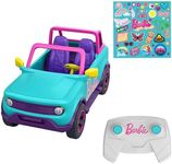 Hot Wheels Barbie Remote Control Car, SUV & Stickers, Can Hold & Store 2 Barbie Dolls & Accessories, Kid-Applied Stickers for Customization, HTP53