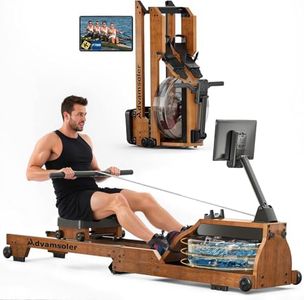Advamsoler Rameur à Eau en Bois Pliable, Rameur d'Appartement avec APP Exclusive, Moniteur Bluetooth Professionnel et Support Tablette, Capacité Max 150 kg, Expérience d'Aviron Immersive