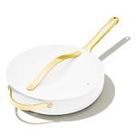 Caraway Nonstick Ceramic Sauté Pan with Lid (4.5 qt, 11.8") - Non Toxic, PTFE & PFOA Free - Oven Safe & Compatible with All Stovetops (Gas, Electric & Induction) - White