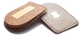 Leather Heel Support for Short Leg Length Discrepancies Achilles Tendonitis Pain Orthotic Lift Pad Natural Cork Cushion Shoe Insert 1.0 cm (7-10 UK)