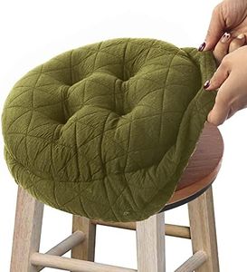 BUYUE Seat Cushion for Round Bar Stool, Dia.14 Luxury Fashion Jacquard with Anti-Skid Silicone Bar Stool Cushion Padded (Green, L,1 Count)