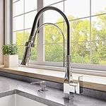 ALFI brand Polished Chrome Square Kitchen Faucet with Black Rubber Stem