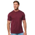 Merino Wool T-Shirt Mens - Short Sleeve Merino Wool Shirts for Men - Sport Merino Lightweight Base Layer Hiking Tshirt (Large, Burgundy Henly)