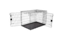 Amazon Basics XXL Metal Dog Crate/Cage with Tray, Durable and Foldable Dog Cage with Double Door, Black, XXL 122cm (48")