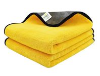 SOFTSPUN 900 GSM Microfiber Double Layered Silk Banded Edge Cloth 40x60 Cms 2 Piece Towel Set, Extra Thick Microfiber Cleaning Cloths Perfect for Bike, Auto, Cars Both Interior and Exterior.