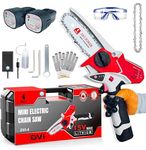 DVI Mini Chainsaw Cordless Power Electric-Chain-Saws - 4 Inch Comes with 2 Battery (14.4v - 1.5Ah) Small Portable One-Hand Handheld, Rechargeable Operated, For Tree Trimming and Branch Wood Cutting