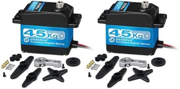 45KG High Torque Servo 8.4V Coreless RC Steering Servo Motors Stainless Steel Gear Low Profile Waterproof for 1/8 1/10 1/12 Scale Cars DIY Robotic - 180 Degree