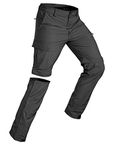 Wespornow Men's-Convertible-Hiking-Pants Quick Dry Lightweight Zip Off Breathable Cargo Pants for Outdoor, Fishing, Safari (Black Grey, Medium)