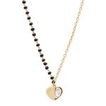 HALF HEART AND STONE MANGALSUTRA NECKLACE SILVER 92.5