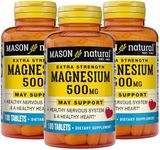 Mason Natural Magnesium 500 mg Extra Strength - Healthy Heart and Nervous System, Improved Muscle Function and Recovery, Essential Nutrient, 100 Tablets (Pack of 3)