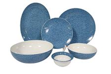 Hitkari Potteries Porcelain Emboss Dinner Set for Home, Kitchen, Blue, 27-Pieces…