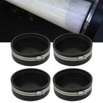 RULLINE 4 PCS 4" Flexible PVC Cap with Stainless Steel Clamps Black PVC Sewer Cap RV Plumbing Fittings