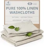 Pure 100% Linen Flax Washcloths - 4