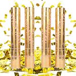 4 Pieces Golden Color Confetti Cannon Paper Poppers Parties Celebrate,Proposal,Wedding,Birthday,Graduation,Anniversary,Baby Shower Christmas Party Supplies