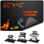 60 x 40 Inch (152 x 102 cm) Under Grill Mat for Outdoor Grill with Weighted Corners, Stay-Flat Fireproof BBQ Mat, Waterproof & Oil-Proof Deck & Patio Protector for Gas, Charcoal, Smoker