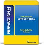 Preparation H Hemorrhoid Symptom Treatment Suppositories, Burning, Itching & Discomfort Relief (12 Count)